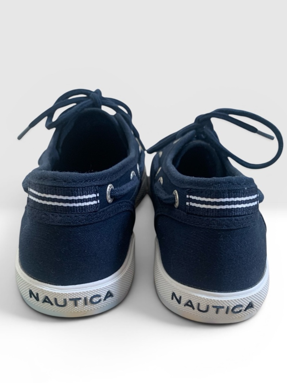 Nautica Navy Canvas Boat Shoes Men’s 7.5 Lace-Up Deck Sneakers Preppy Coastal - Picture 4 of 9